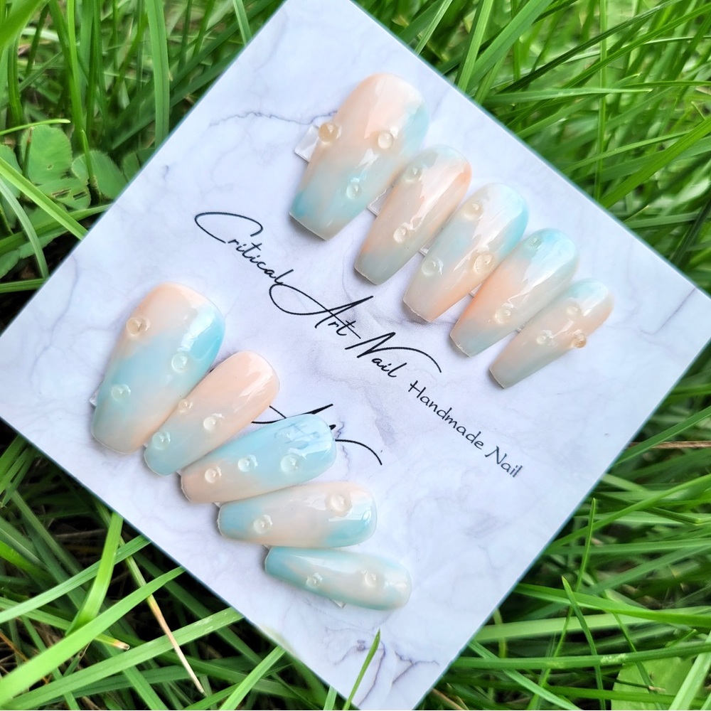 handmade gel nail, gem nails, acrylic press on nail, fake nail